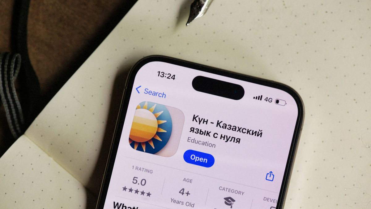 An app store product listing page on a phone, showing the app's rating, age and category