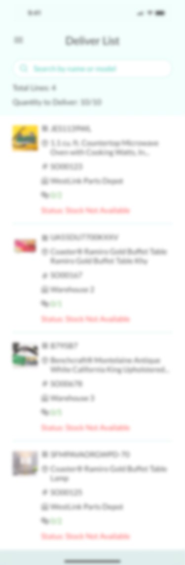 ARC app — The delivery list