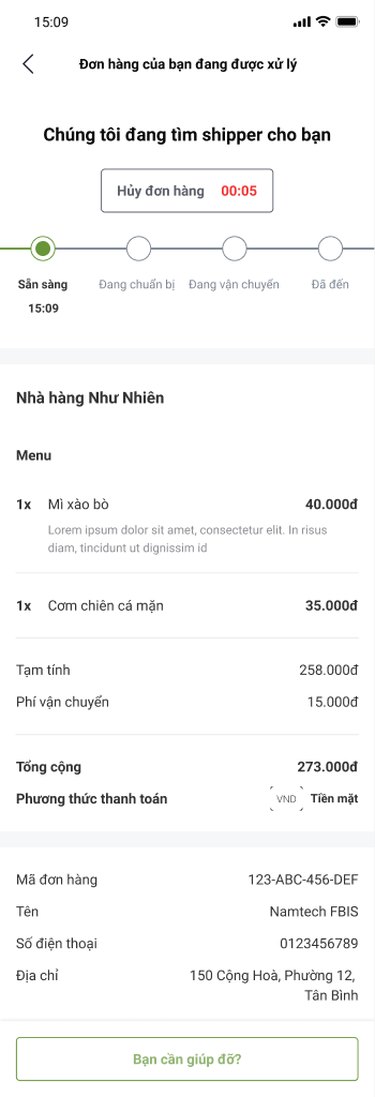Như Nhiên app — Finding a shipper