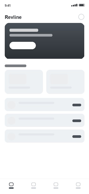 Revline app — a live service dashboard tracking a car through the workshop
